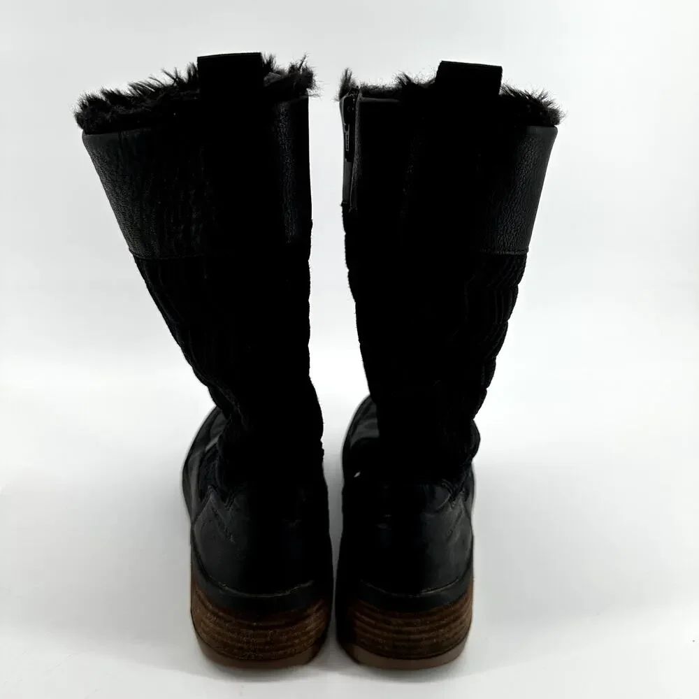 Merrell Haven Polar Zip WP Boots Pull On Waterproof Faux Fur Leather Black 6